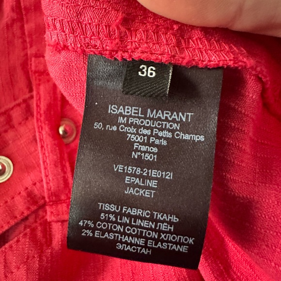 ISABEL MARANT NWT RASPBERRY EPALINE JACKET SIZE 36 $860 RETAIL - Picture 8 of 10